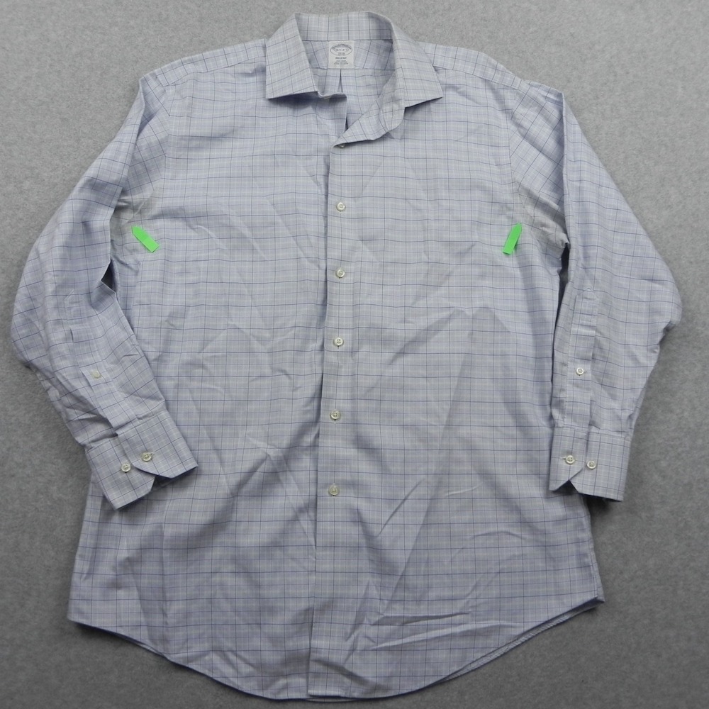 Brooks Brothers Shirt Mens 16.5-2/3 Regent Button Up Blue Plaid Long Sleeve